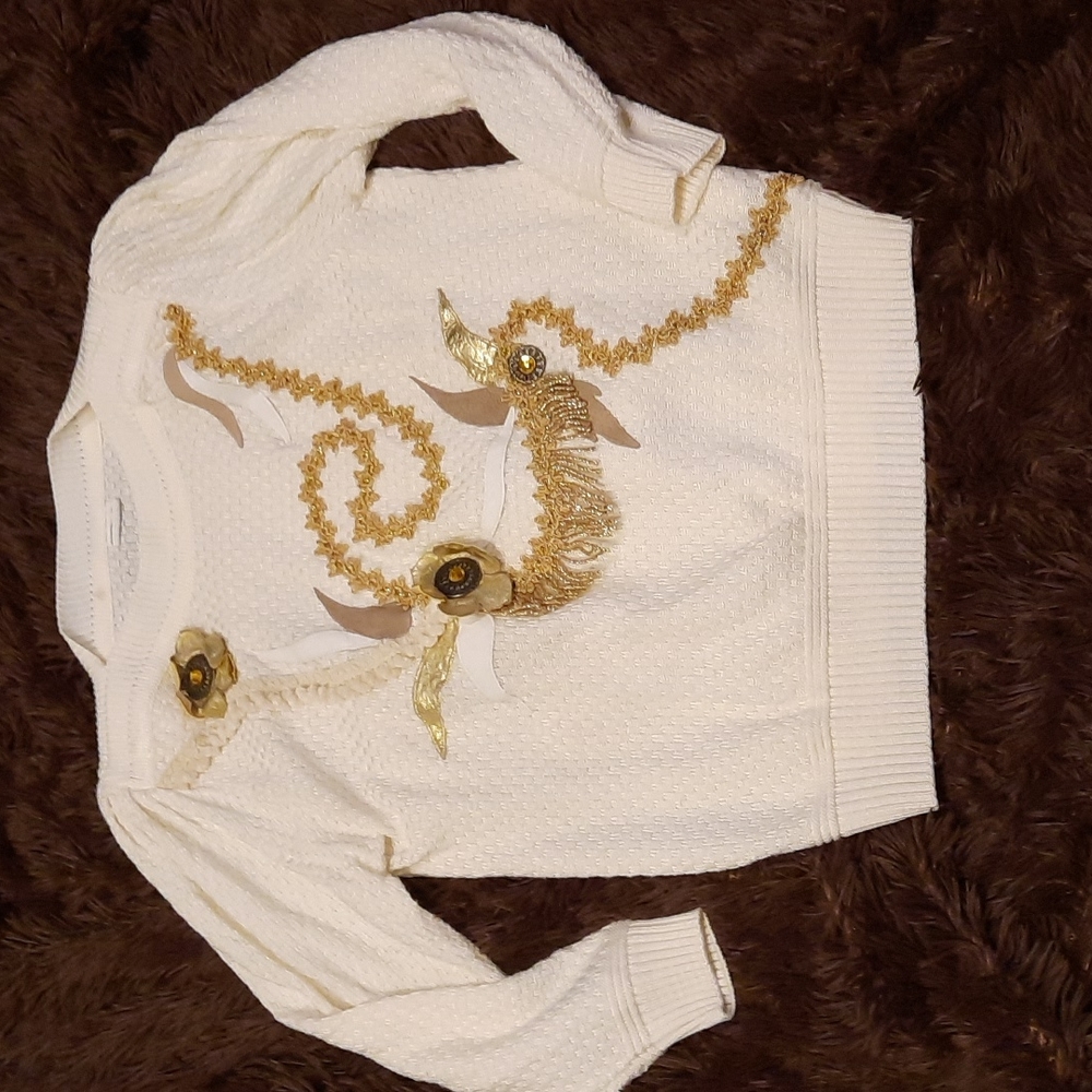 Vintage Women's Cream sweater Sz Lg